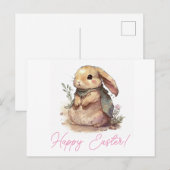 Postale Carte de Pâques Lapin Mignon (Devant / Derrière)