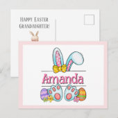 Postale Carte de Pâques lapin rose (Devant / Derrière)