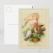 Postale Carte de Pâques vintage Deux colombes (Devant / Derrière)