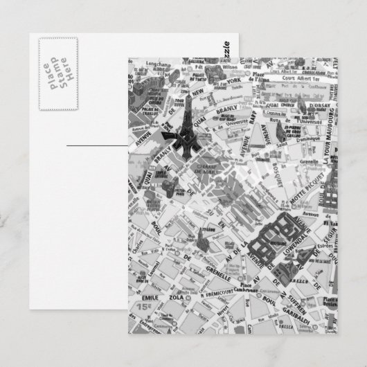 Postale carte de paris (Devant / Derrière)