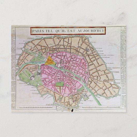 Postale Carte de Paris, juin 1800 (Devant)