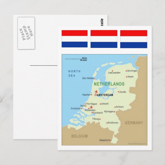 Postale Carte de Pays-Bas (Devant / Derrière)