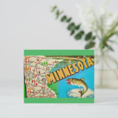 Postale Carte de pêche vintage du Minnesota (Debout devant)