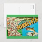 Postale Carte de pêche vintage du Minnesota (Devant / Derrière)