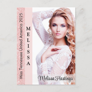 Postale Carte de photo d'autographe de concours Rose Pink