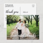 Postale Carte de photo de mariage avec écriture moderne Lo (Devant / Derrière)