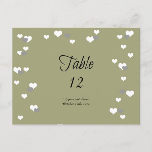 Postale Carte de placement de table à cœurs dorés (Devant)