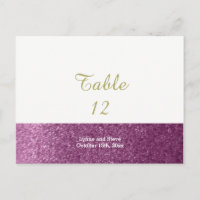 Carte de placement de table à paillettes fausses v