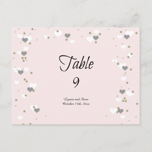 Postale Carte de placement de table coeurs et points roses (Devant)