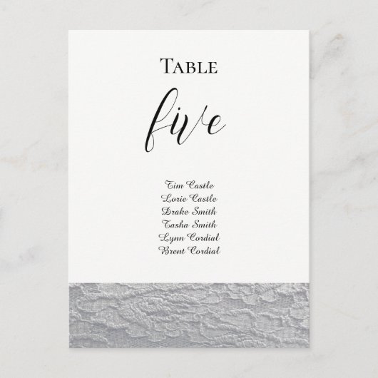 Postale Carte de placement de table en dentelle noire et b (Devant)