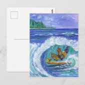 Postale Carte de plage Kauai Chickens and Rooster Surfing (Devant / Derrière)
