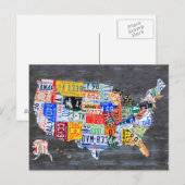 Postale Carte de plaque de licence des États-Unis sur Plan (Devant / Derrière)