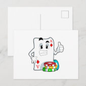 Postale Carte de poker avec jetons de poker (Devant / Derrière)