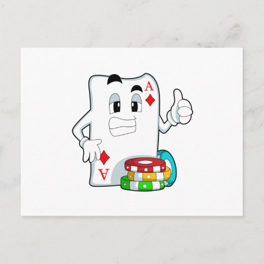Postale Carte de poker avec jetons de poker (Devant)