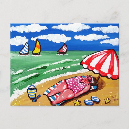 Postale Carte de poste Big Beach Diva Sunbather (Devant)