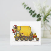 Postale Carte de poste de camionnette de mélange de ciment (Debout devant)