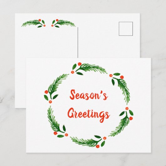 Postale Carte de poste de couronne de Bonnes Fêtes (Devant / Derrière)