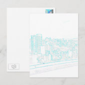 Postale Carte de poste de dessin de ligne bleue Partie 1 (Devant / Derrière)