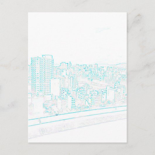 Postale Carte de poste de dessin de ligne bleue Partie 1 (Devant)