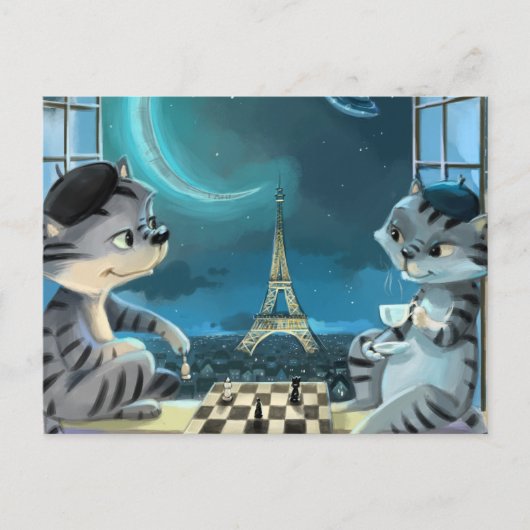 Postale Carte de poste de nuit Paris (Enveloppe facultativ (Devant)