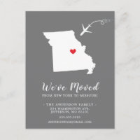 Carte de poste MISSOURI État de déplacement