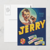 Postale carte de poste pour garçon et chien (Devant / Derrière)