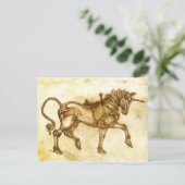 Postale Carte de poste Steampunk Unicorn Sketch (Debout devant)