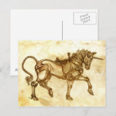 Postale Carte de poste Steampunk Unicorn Sketch (Devant / Derrière)