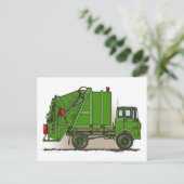 Postale Carte de poste verte pour camion à ordures (Debout devant)