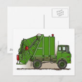 Postale Carte de poste verte pour camion à ordures (Devant / Derrière)