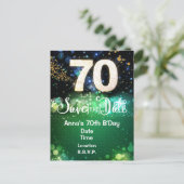 Postale Carte de préavis de 70e anniversaire verte (Debout devant)