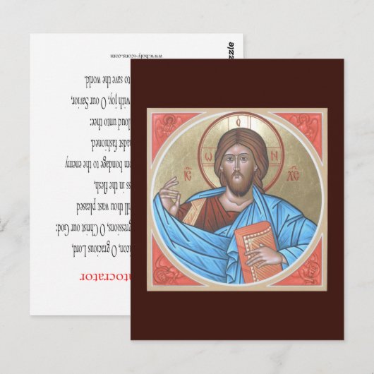 Postale Carte de prière Christ Pantocrator (Devant / Derrière)