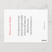 Postale Carte de prière de la descente du Christ dans les (Dos)