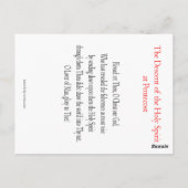 Postale Carte de prière de la Descente du Saint-Esprit (Pe (Dos)