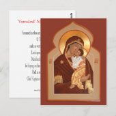 Postale Carte de prière de la Mère de Dieu Yaroslavl (Devant / Derrière)