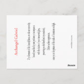 Postale Carte de prière de l'Archange Gabriel (Dos)