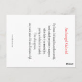 Postale Carte de prière de l'Archange Gabriel (Dos)