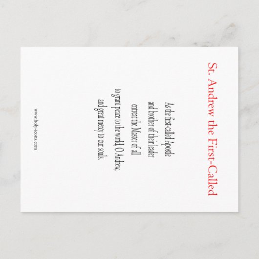 Postale Carte de prière de saint André (Dos)