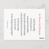 Postale Carte de prière de St. Moïse l'Éthiopien (Dos)