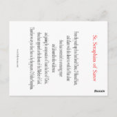 Postale Carte de prière de St. Séraphin de Sarov (Dos)