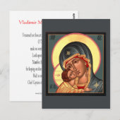 Postale Carte de prière de Vladimir Mère de Dieu (Devant / Derrière)