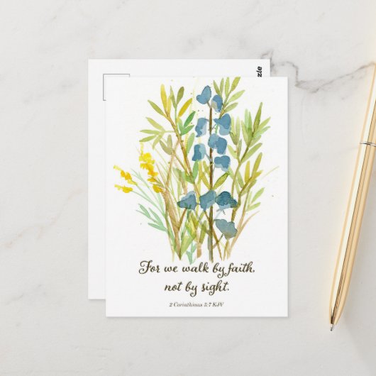 Postale Carte de prière des Écritures de marche de la foi (Devant/Arrière en situation)