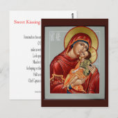 Postale Carte de prière douce Mère de Dieu embrassante (Devant / Derrière)