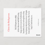 Postale Carte de prière du Christ marié (Dos)