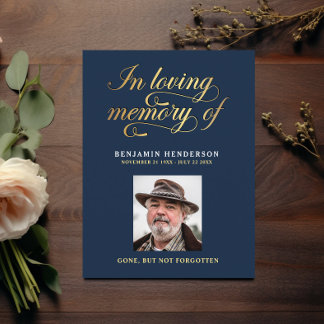 Postale Carte de prière funéraire élégante avec photo 