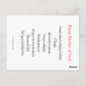 Postale Carte de prière Pimen Mère de Dieu (Dos)