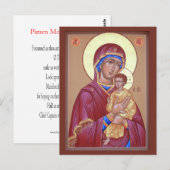 Postale Carte de prière Pimen Mère de Dieu (Devant / Derrière)
