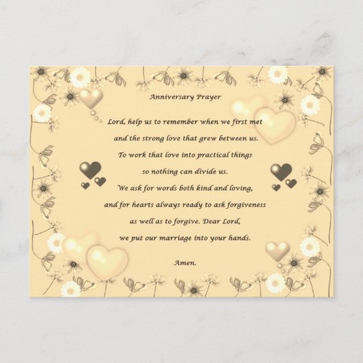 Postale Carte de prière pour couple d'anniversaire de mari (Devant)