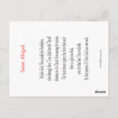 Postale Carte de prière Saint Abigail (Dos)