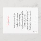 Postale Carte de prière Saint Anastasia (Dos)